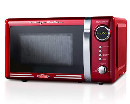 Nostalgia RMO770RED Retro 700-Watt Countertop Microwave Oven, 0.7 Cubic Foot, Red