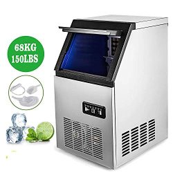 Happybuy Commercial Ice Maker Machine Stainless Steel 150 lbs/24h Automatic 300W Perfect for Res ...