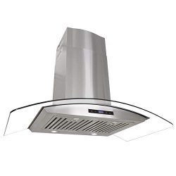 Cosmo 668AS900 36 in. Wall Mount Range Hood with Tempered Glass Visor, Soft Touch Controls, LED  ...