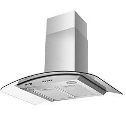 KUPPET NY-750Q Kitchen Bath Collection 30″ Wall Mount Range Hood, Tempered Glass with High ...