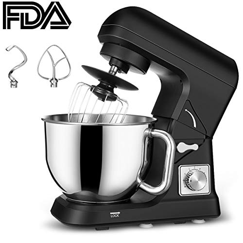 Stand Mixer, CUSIBOX Tilt-Head 500W Dough Mixer, 6-Speed with 5-Quart Brushed Stainless Steel Mi ...