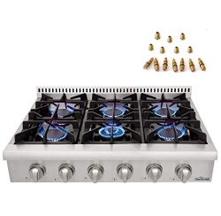 36in. Pro-Style Gas Rangetop with 6 Sealed Burners of Stainless Steel Thorkitchen HRT3618U+ LP C ...