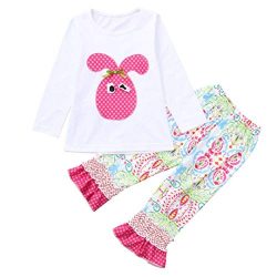 1-6 Years Toddler Kids Baby Girls Long Sleeve Little Animals Top T Shirt+ Cute Floral Pants Clot ...