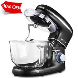 CHULUX Electric Stand Mixer, 660W Tilt-Head Kitchen Electric Food Mixer with Low Noisy, 5.5Qt Gl ...