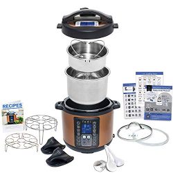 9-in-1 Instant Programmable Pressure Cooker 6 Quarts with Stainless Steel Pot, Steamer Basket, G ...