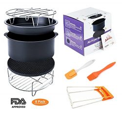 Deep Fryers Universal Air Fryer Accessories Including Cake Barrel,Baking Dish Pan,Grill,Pot Pad, ...