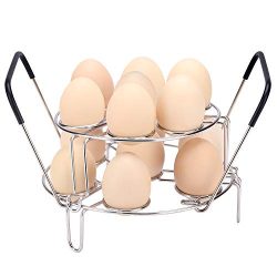 KSPOWWIN Stackable Egg Steamer Rack Trivet with Heat Resistant Handles Fits 5,6,8 Quart Instant  ...