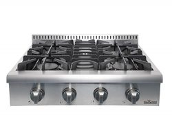 Thor Kitchen 30″ Pro-Style Stainless Steel Gas Rangetop, Gas Stove Top Cooker with 4 Seale ...