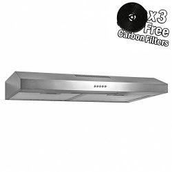 AKDY 24″ Under Cabinet Stainless Steel Push Panel Kitchen Range Hood Cooking Fan w/ Carbon ...