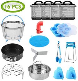 16 Pcs Instant Pot Accessories Set Fits 6,8Qt – 2 Steamer Baskets, Non-stick Springform Pa ...