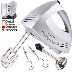 Hand Mixer Electric, MOSAIC 300W Powerful 6 Speeds Mixer Immersion Blender with Turbo and Eject  ...