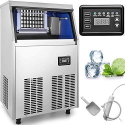 VEVOR 110V Commercial Ice Maker Stainless Steel Portable Automatic Ice Maker Machine Built-In Ic ...