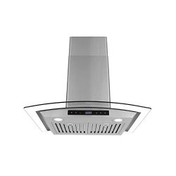 Cosmo COS-668WRCS75 Pro-Style Wall Mount Range Hood 30 inch 760 CFM Tempered Glass Ducted Exhaus ...