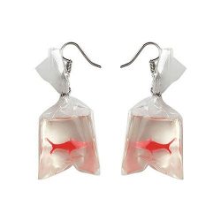 Gbell Women Girls Personality Goldfish Water Bag Dangle Hook Earrings Charm – Large Funny  ...