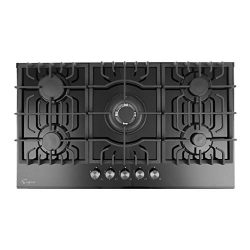 Empava 36″ 5 Italy Sabaf Sealed Burners Gas Stove Top Gas Cooktop Black Tempered Glass LPG ...