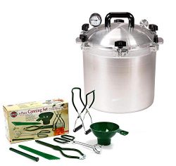 All American 21.5 QT Pressure Cooker Bundle with 2 Racks and Norpro Canning Essentials 6 Piece B ...