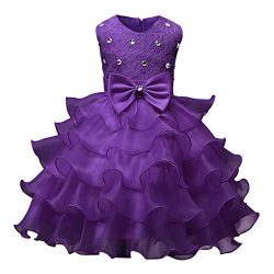 Clearance! Kids Girls Lace Floral Ruffles Princess Wedding Tutu Dresses Costume Formal Pageant D ...