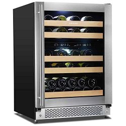 Sipmore Wine Cooler 24” Dual Zone Wine Refrigerator 43 Various Bottle Built-in or Freestan ...