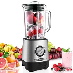 Professional Countertop Blender, Household Blender Food Processor with 1500 Milliliter Glass Jar ...