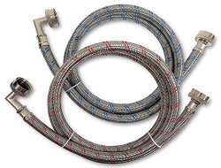 Premium Stainless Steel Washing Machine Hoses with 90 Degree Elbow, 6 Ft Burst Proof (2 Pack) Re ...