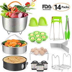 MIBOTE 14 Pieces Instant Pot Accessories Set Fits 5,6,8 Qt – Steamer Baskets, Springform P ...