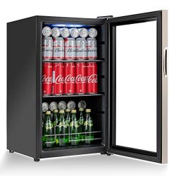 Costway Beverage Refrigerator Portable Mini Beer Wine Soda Drink Beverage Cooler Black (76 Can)