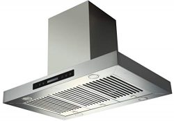 EKON NAIS02-36″ Island Mount Stainless Steel Kitchen Range Hood / 2 Pcs 4 Speeds Touch Con ...