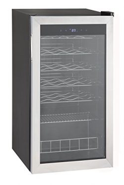 SMETA Wine Cooler 28 Bottle Beer Compressor Refrigerator Freestanding with Stainless Steel Glass ...