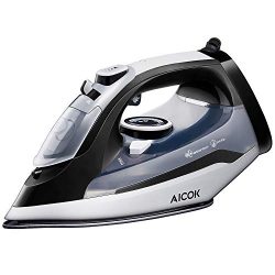 AICOK Steam Iron, 1400W Non-Stick Soleplate Iron, Variable Temperature and Steam Control, Anti-D ...