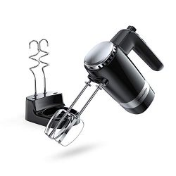 SHARDOR 10-Speed Electric Hand Mixer with Stainless Steel Beaters, Dough Hooks, Turbo, Eject But ...