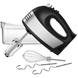 Hand Mixer Electric with Turbo Handheld, 5-Speed Hand Mixer Kitchen with 2 Wider Beaters, 2 Doug ...