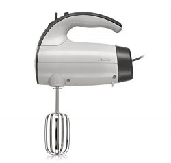 Sunbeam 2525 220-Watt 6-Speed Retractable Cord Hand Mixer, White/Grey – 002525-000-000