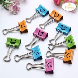 Transer 10 Pcs Cute Smile Metal Binder Clip Album Bills Paper Files Clips Stationary Office (Ran ...