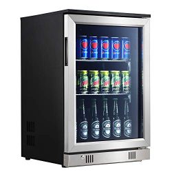 Advanics Frost Free Beverage Refrigerator and Mini Fridge Cooler with LED Lighting & Lock, 1 ...