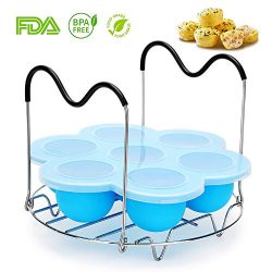 Pressure Cooker Accessories with Silicone Egg Bites Molds, Steamer Rack Trivet with Heat Resista ...