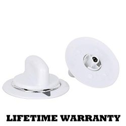 2 Pack WE1M654 Dryer Timer Knob White with Chrome Ring Replacement Part White”D” sha ...