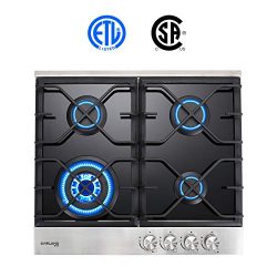 Gas Cooktop, Gasland chef GH60BF 24” Built-in Gas Stove Top, Tempered Glass LPG Natural Ga ...