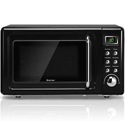 COSTWAY Retro Countertop Microwave Oven, 0.7Cu.ft, 700-Watt, Cold Rolled Steel Plate, 5 Micro Po ...