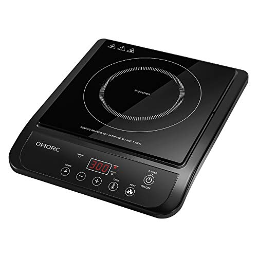 OMORC Induction Cooktop, 1800W Portable Electric Induction Cooker Countertop Burner with 10 Powe ...