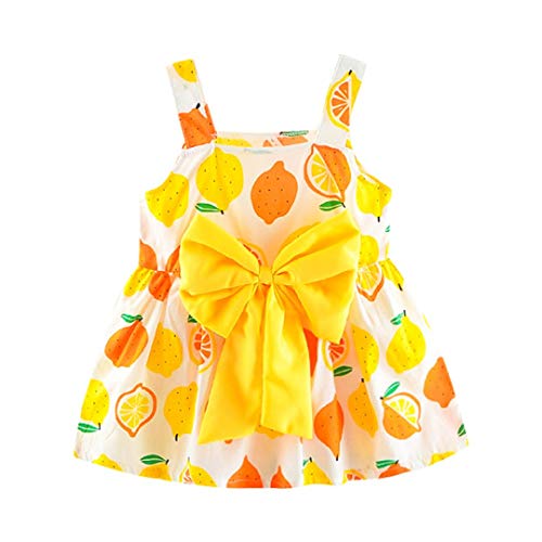 Ceremonial Dresses Baby Little Girl Lemon Print Sleevesless Grand Bow ...