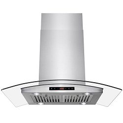 AKDY Island Mount Range Hood –36″ Stainless-Steel Hood Fan for Kitchen – 3-Speed Professio ...