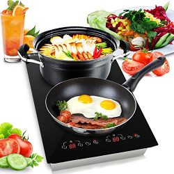 Dual 120V Electric Induction Cooker – 1800w Portable Digital Ceramic Countertop Double Bur ...