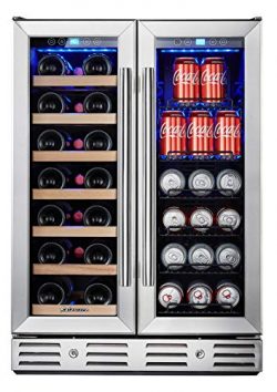 Kalamera 24” Beverage and Wine Cooler Dual Zone Built-in and Freestanding with Stainless S ...