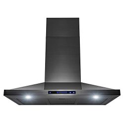 AKDY 36″ Wall Mount Black Brushed Stainless Steel Touch Panel Kitchen Range Hood Cooking Fan