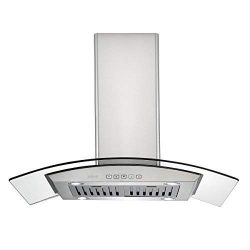 Zuhne iChorus 36 inch Kitchen Island Ducted/Ductless Stainless Steel Range Hood or Stove Vent wi ...