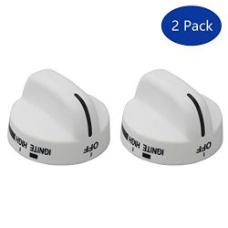 ApplianPar 2 Pack White 8273104 Range Top Surface Burner Knobs Replacement For Whirlpool Roper E ...