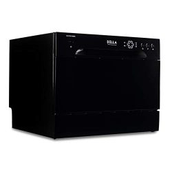 DELLA Portable Compact Countertop Dishwasher 6 Wash Cycles Dishwashers Setting Racks Silverware  ...