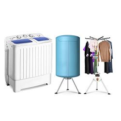 Giantex 17.6lbs Portable Washing Machine 900W with Electric Heating Clothes Dryer Ventless Laund ...