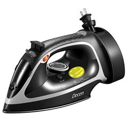 Iron, Decen 1600W Steam Iron, Antidrip Nonstick Stainless Steel Iron with 5 Level Temperature Co ...