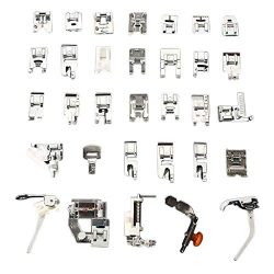 certainPL 32 Pcs Domestic Sewing Machine Presser Foot Feet Set Compatible for Babylock, Singer,  ...